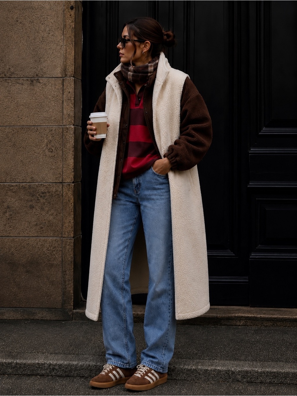 Self Contrast Julian Sherpa Vest Coat One Size